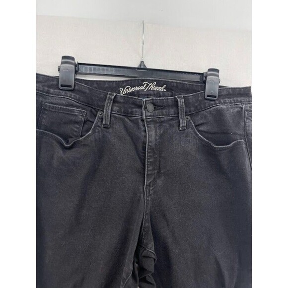 Universal Thread Women's Jeans Black Distressed Sz 14 Short Skinny Crop Raw Hem - Picture 4 of 7